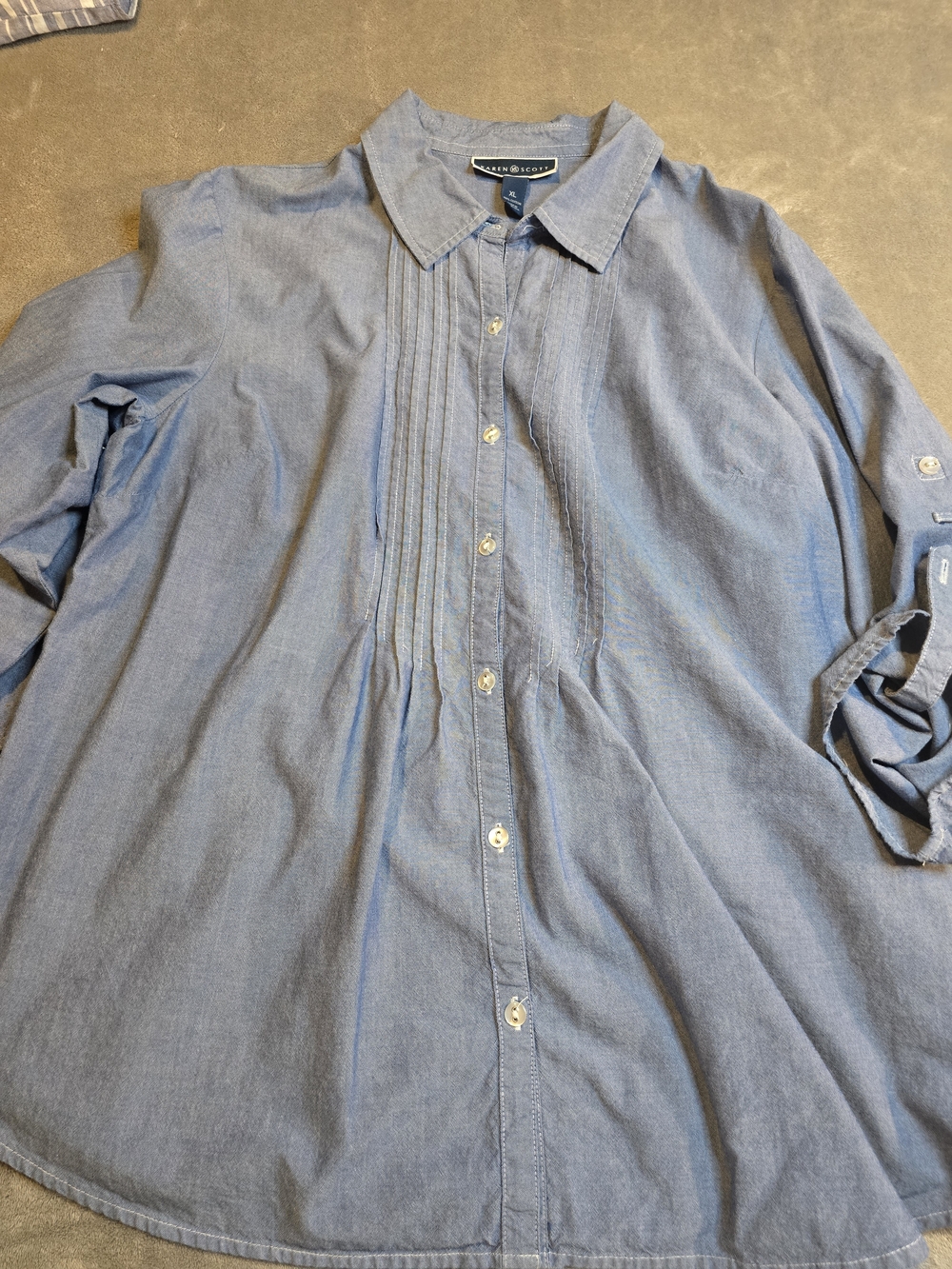 Karen Scott Light Blue Button-Front Blouse